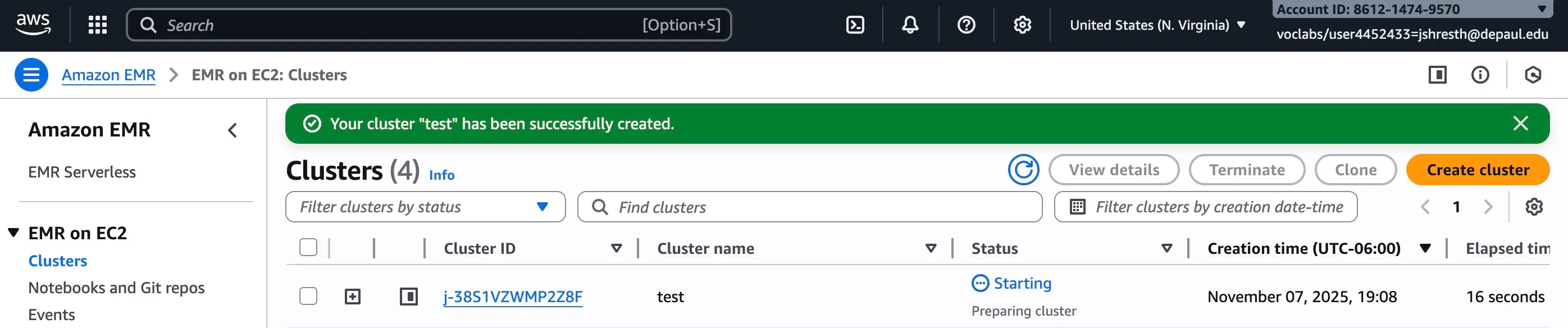 Create EMR Cluster