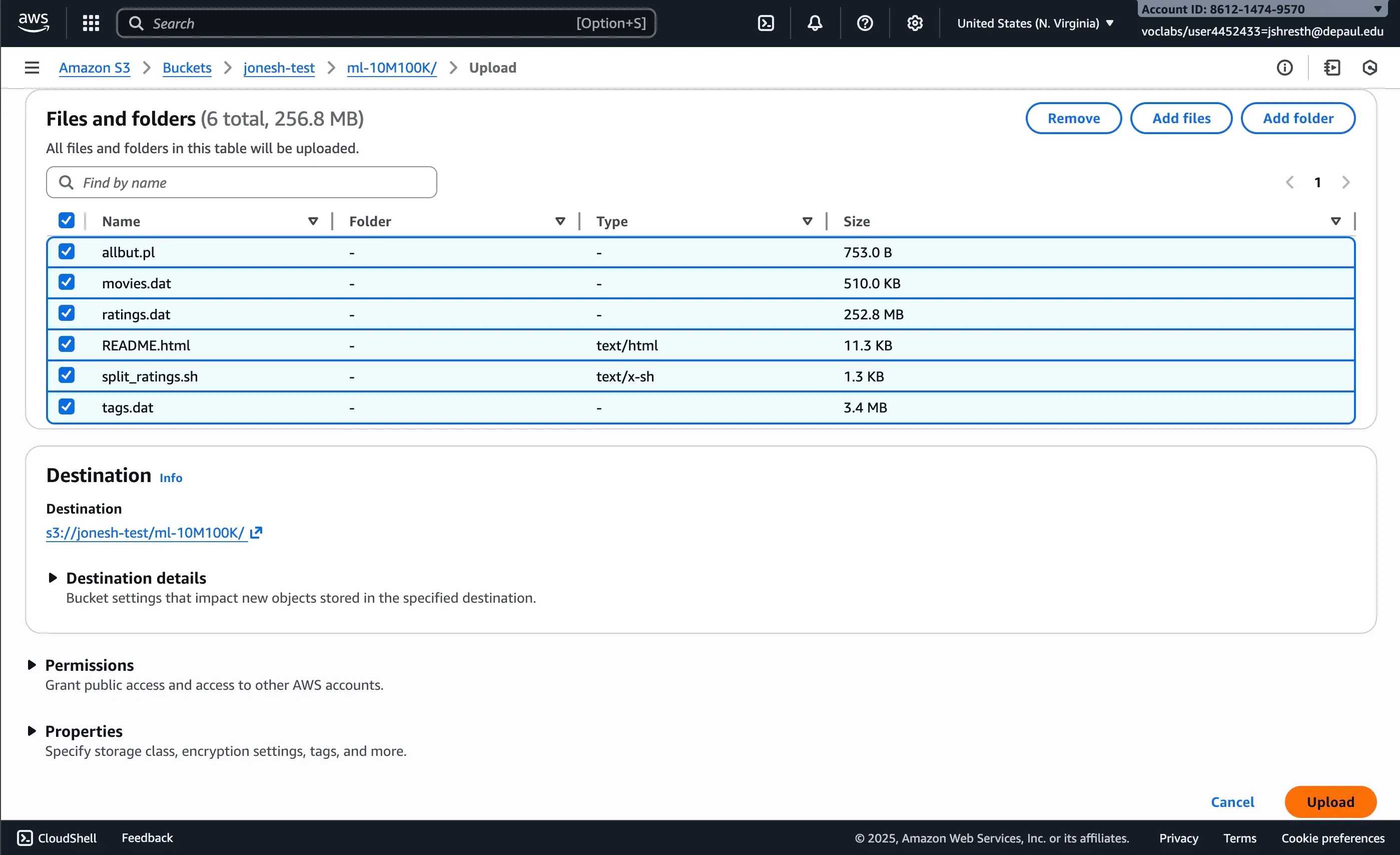 Upload MovieLens Dataset to S3